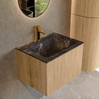 Badmeubel Mondiaz Kurve-Dlux | 60 cm | Meubelkleur Oak | Wastafelkleur Lava | Solid surface | Midden spoelbak | 1 kraangat