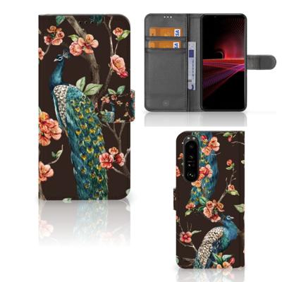 Sony Xperia 1 III | Telefoonhoesje | Met pasjeshouder | Pauw met Bloemen