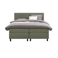 Leen Bakker - Boxspring Liv Geblokt - 160x200 Cm - Ronde Poot - Stof - Groen