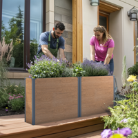 Plantenbak staal hout look 100 x 30 x 77 cm