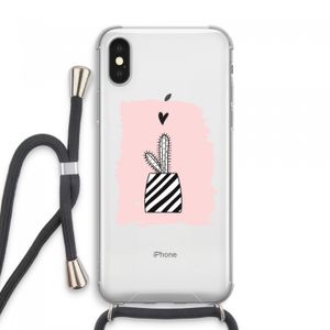 Zwart-wit cactus: iPhone XS Max Transparant Hoesje met koord