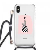 Zwart-wit cactus: iPhone XS Max Transparant Hoesje met koord
