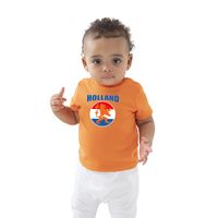 Oranje t-shirt Holland met oranje leeuw Nederland supporter voor baby / peuter - thumbnail