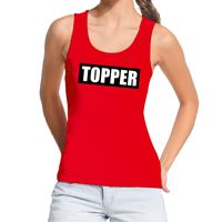 Topper in kader tanktop / mouwloos shirt rood dames - thumbnail