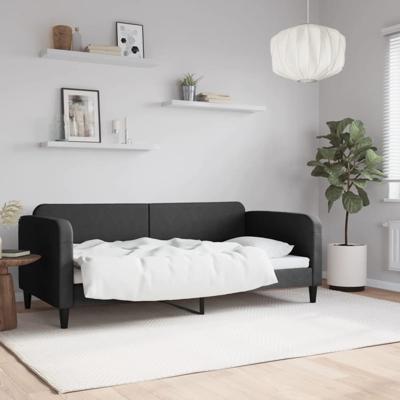 Slaapbank 90x190 cm stof zwart