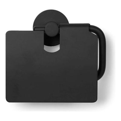 Toiletrolhouder Blue Label Vida | Wandmontage | Met klep | Messing | Zwart mat