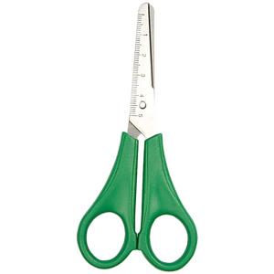 Schaar - groen - kunststof - 13 cm - met liniaal - kinderschaar - knutselen