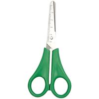 Schaar - groen - kunststof - 13 cm - met liniaal - kinderschaar - knutselen