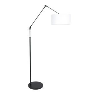 Steinhauer Vloer LeeslampPrestige Chic zwart met 40cm witte chintz kap - 8112ZW