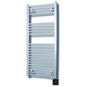 Elektrische Design Radiator Sanicare Plug & Play 111,8x60 cm Zilvergrijs 730 Watt Met Chroom Thermostaat En Bluetooth Links