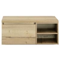 Frozen Badmeubelset 100 cm - Greeplijst in Kleur - Wastafel Regaalkast met Bovenblad Natuur Eiken