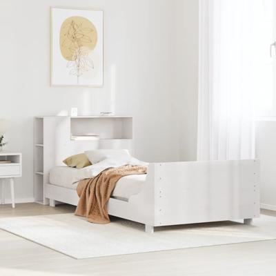 Bedframe zonder matras massief grenenhout wit 75x190 cm