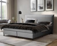 Detroit Boxspringset - Zilver Grijs, 140x200. Boxspring met luxe hoofdbord, zilver grijs/ Detroit Boxspringset - Zilver Grijs, 140x200. Boxspring met luxe hoofdbord, zilver grijs/