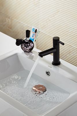 Fonteinkraan SaniClear Nero | Opbouw | Koudwater kraan | Standaard model | 1-hendel | Rond | Zwart mat