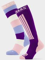 Poederbaas Skisokken 2-pack Striped Purple/Pink-39/42