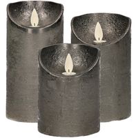 Set van 3x stuks Antraciet grijze Led kaarsen met bewegende vlam - thumbnail