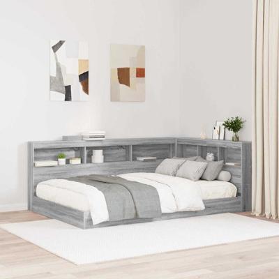 Opberghoofdbord met plank Grijs sonoma 120 cm Bewerkt hout