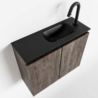 Toiletmeubel Mondiaz Ture | 60 cm | Meubelkleur Dark brown | Eden wastafel Urban Rechts | 1 kraangat