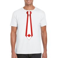 Wit t-shirt met Canada vlag stropdas heren - thumbnail