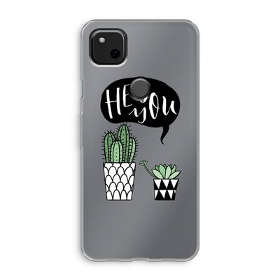 Hey you cactus: Google Pixel 4a Transparant Hoesje