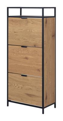 Bendt Schoenenkast 'Holger' Eiken en metaal, 129 x 56cm