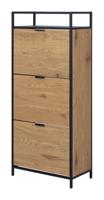 Bendt Schoenenkast 'Holger' Eiken en metaal, 129 x 56cm