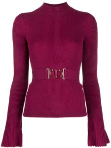 TWINSET pull nervuré à plaque logo - Rose