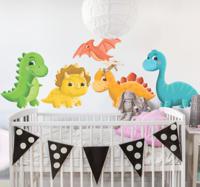 Muursticker kinderkamer schattig dinosaurussen