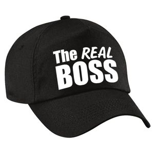 The Real Boss pet / cap zwart met witte letters dames