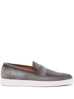 Santoni mocassins en daim à logo embossé - Gris - thumbnail