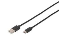 Digitus 1m, USB3.0-C/USB3.0-A USB-kabel USB 3.2 Gen 1 (3.1 Gen 1) USB C USB A Zwart