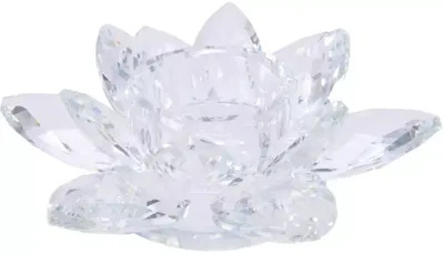 Decoris theelichthouder glas bloem 13.5x4.5cm transparant