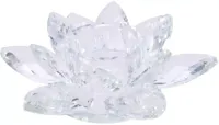 Decoris theelichthouder glas bloem 13.5x4.5cm transparant