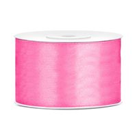 1x Roze satijnlint rollen 3,8 cm x 25 meter cadeaulint verpakkingsmateriaal   -