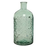 Vaas/bloemenvaas van gerecycled glas - D14 x H28 cm - lichtgroen - Vazen