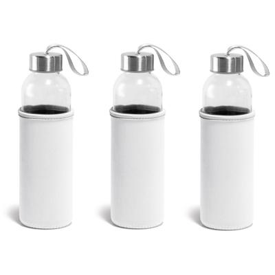 Sport waterfles/drinkfles - 15x - met softshell beschermhoes wit - 520 ml - Sportfles - Bidon