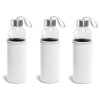 Sport waterfles/drinkfles - 15x - met softshell beschermhoes wit - 520 ml - Sportfles - Bidon