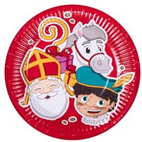 Sinterklaas kartonnen bordjes rood 10x stuks 18 cm - Feestbordjes - thumbnail