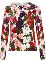 Oscar de la Renta cardigan Hollyhocks à fleurs - Rose