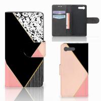 Sony Xperia X Compact | Book Case | Zwart Roze Vormen