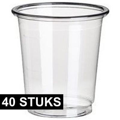 Shotglazen - 40x st - transparant - 40 ml - PLA - biologisch afbreekbaar - shotglaasjes