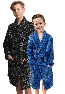 Game kinderbadjas - fleece - 2 kleuren-zwart-128