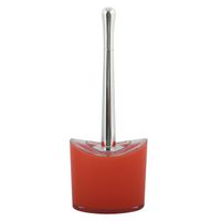 MSV Toiletborstel in houder/wc-borstel Aveiro - PS kunststof/rvs - rood/zilver - 37 x 14 cm   - - thumbnail