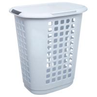Wasmand met deksel - extra groot - wit - kunststof - 63 liter - 53 x 38 x 60 cm