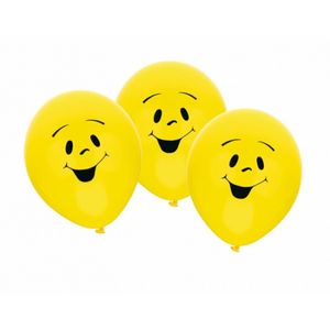 6x stuks gele Party ballonnen smiley emoticons thema