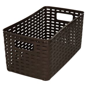 PlasticForte Opbergmand - Kastmand - rotan kunststof - donkerbruin - 5 Liter - 15 x 28 x 13 cm - Opbergmanden