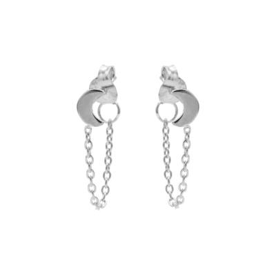 Karma Oorbellen Chain Moon Zilver