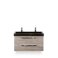 Seville Badmeubelset 100 cm - Craft Oak - Wastafel Lucca 2 kraangaten