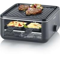 Raclettegrill - SEVERIN - RG2360 - 4 personen. - Compact - Bord 24 x 24 cm - Inclusief 4 pannetjes en spatels - Zwart