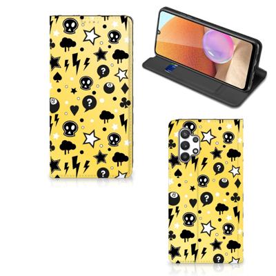 Mobiel BookCase Samsung Galaxy A32 4G | A32 5G Enterprise Editie Punk Geel Mobiel BookCase Samsung Galaxy A32 4G | A32 5G Enterprise Editie Punk Geel